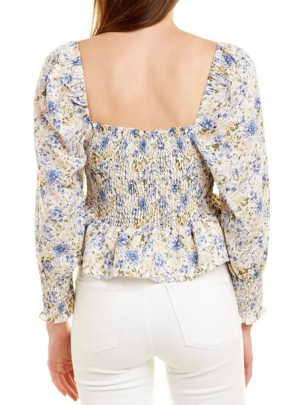 En Saison Blue & White Floral Top Size Small - Picture 6 of 7